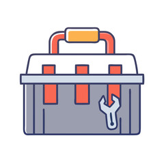 A sturdy toolbox with a convenient handle for various repair and maintenance tasks Vector