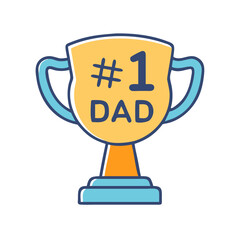 A charming #1 dad trophy icon celebrating the best fathers with bright colors Vector