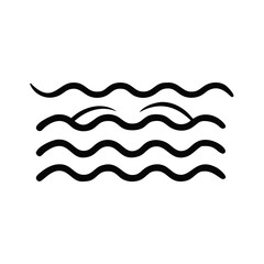 Minimalist black wavy lines depicting water flow or a liquid surface icon design Vector