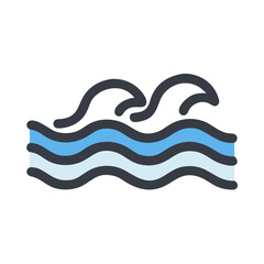 Stylized blue water waves icon for marine and weather concepts and themes Vector