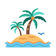 Tropical island with palm trees and calm blue water, perfect for a vacation getaway Vector