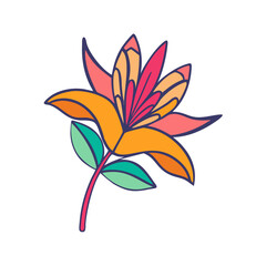 Vibrant abstract floral design with colorful petals and a playful artistic style on white background Vector