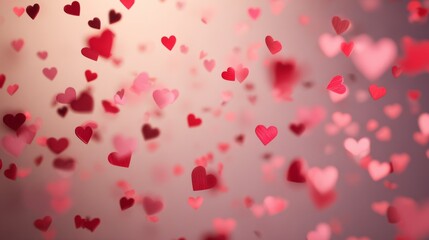 date. Romantic scene with floating red hearts and soft bokeh in warm pink tones. wellbeing guides, coaching materials, designed for mental health education and mindfulness programs.
