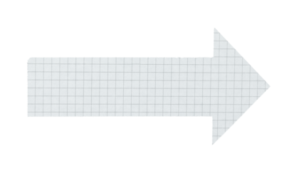White grid notebook paper arrow isolated on transparent background. Simple handmade paper element for design, banners, navigation, and creative projects