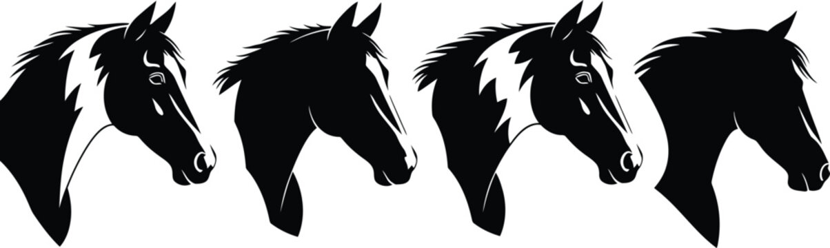 Four Stylized Horse Head Silhouettes