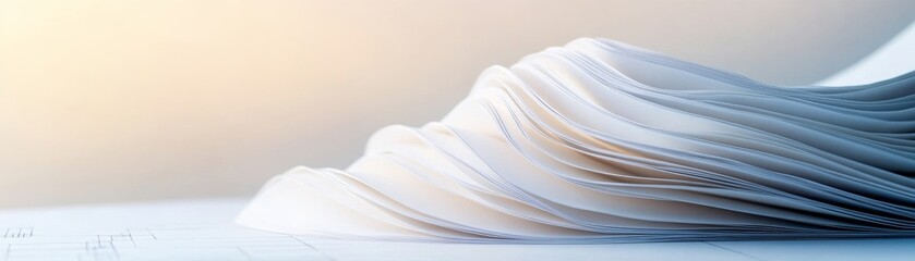 Abstract Paper Waves Architectural Plans in Light, minimalist ,design
