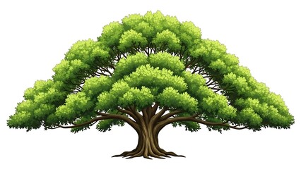 Large Tree with Green Leaves Isolated.