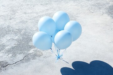 Cluster of matte pastel blue balloons with smooth, soft look