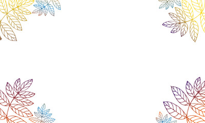 Obraz premium Outlines of multicolored leaves at the corners on a transparent background