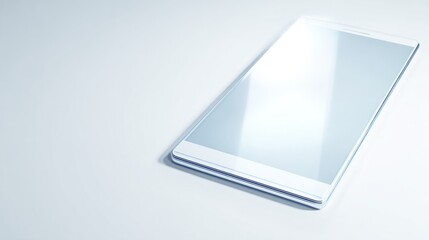 portable. A sleek modern device with glossy surfaces stands isolated, reflecting light for a clean and polished aesthetic. product launch decks.

