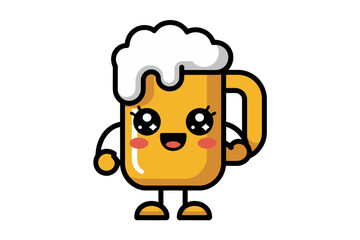 Obraz premium A cartoon illustration of a happy beer mug character with a smile