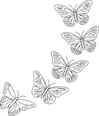 Fototapeta premium Continuous Line Art of Butterflies Flying in Harmony – Minimal One Line Nature Illustration, Serene Abstract Design