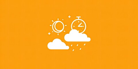 Weather and time icon on orange background illustrating climate conditions