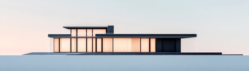 Obraz premium Modern Minimalist House Design with Large Windows ,Architecture, Building