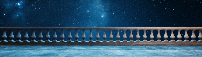 Obraz premium Stone Balcony Overlooking Starry Night Sky, Astronomy , Terrace