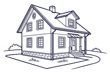 line drawing small house icon minimal home illustration