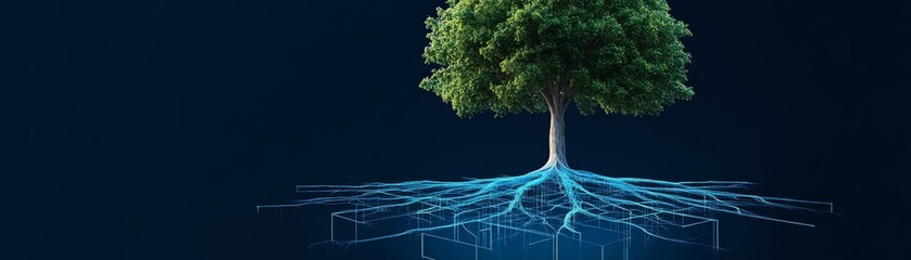 Tree of Knowledge Roots in the Digital World, growth , technology