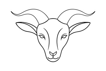 Line drawing goat head farm animal outline illustration