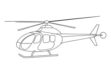 Line drawing helicopter aircraft aviation outline illustration