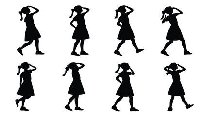 Fototapeta premium a collection of four repeating black figures in different walking poses a distinctive silhouette high quality