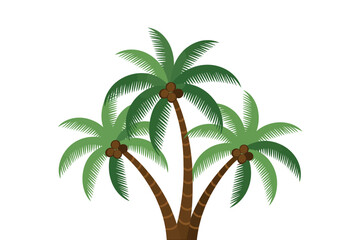 A cartoon illustration of three palm trees on a white background