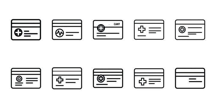 medical patient card line editable icon set. Healthcare set of web icons in line style.