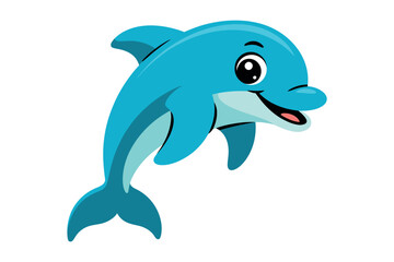 Obraz premium A cartoon dolphin with a big smile on a white background