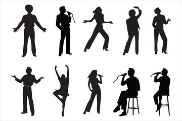 Obraz premium Actor and singer silhouette illustration set