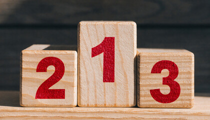 Wooden block podium number wooden block podium number education learning ranking competition red three toy childhood success winner first second