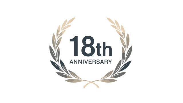 Elegant 18th Anniversary Celebration Design with Laurel Wreath.