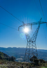 High-voltage tower in the mountains 