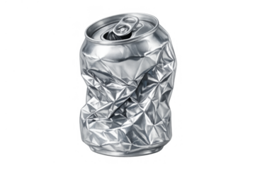Crushing aluminum can for recycling, emphasizing waste reduction and environmental sustainability on a transparent background