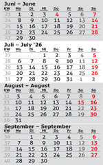 Kalender 2026 Four month per page