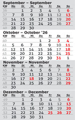 Kalender 2026 Four month per page