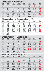 Kalender 2026 Four month per page