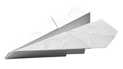 White paper airplane isolated on transparent background