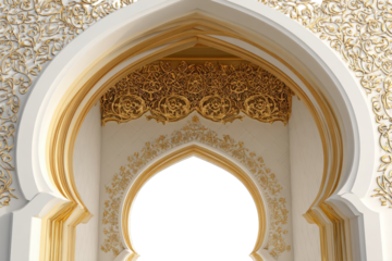 Intricate gold archway isolated on transparent background