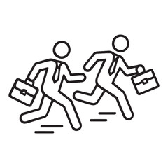Fototapeta premium Two business people rushing with briefcases illustrating urgency and fast pace