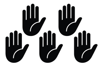 Obraz premium A group of black hand icons raised in a stopping motion on white