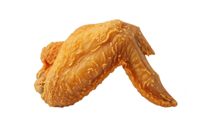 Crispy fried chicken wing isolated on transparent background