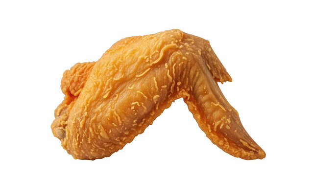 Crispy fried chicken wing isolated on transparent background