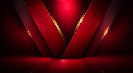 Red background with gold trim and a V shape. The V is the main focus of the image