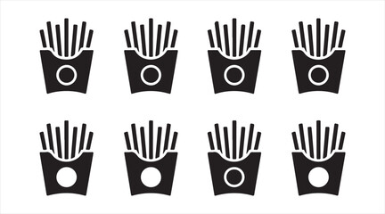 Fototapeta premium Potato fries silhouette icon pack isolated on white background