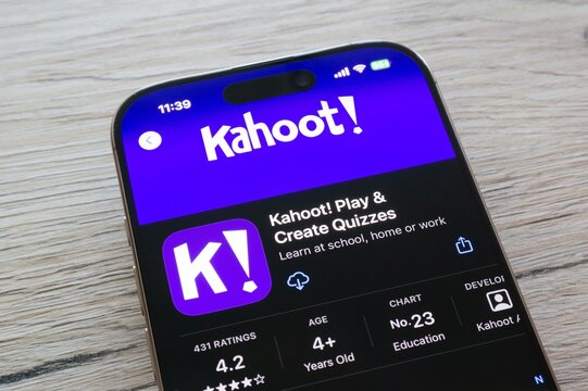 Apple app store with Kahoot quiz mobile application to be installed