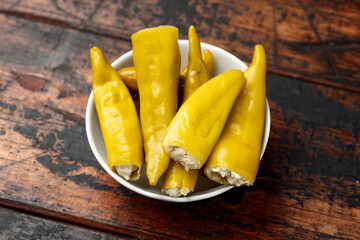 Green Peppers Stuffed with Cheese. Antipasto, food.