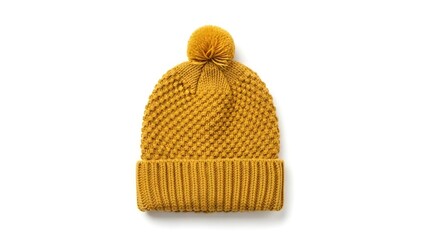 Vibrant Yellow Knit Beanie Hat Accessory.