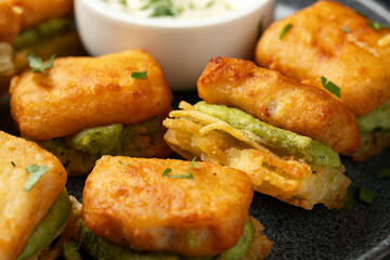 Mini Fish and chips with mashed peas and potato rosti