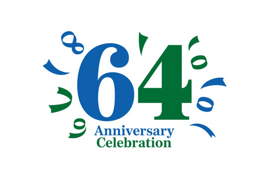 Sixty-fourth anniversary celebration with confetti and streamers