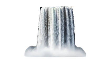 Majestic waterfall flowing gracefully isolated on transparent background