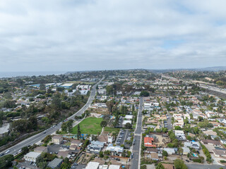 Obraz premium Aerial view of Wealthy Del Mar town in San Diego South California, USA. 